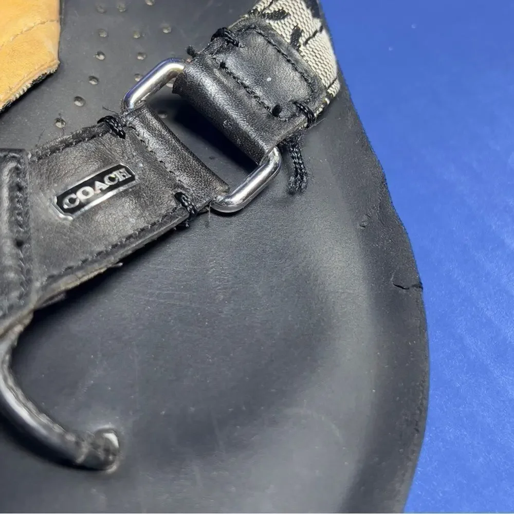 Coach Jada‎ Monogram Leather Sandals Black Womens 7.5B A1563